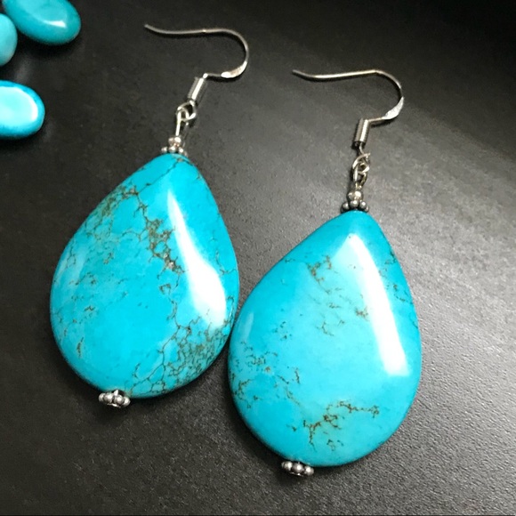 Angelique’s Boutique Jewelry - 925 SS OL TURQUOISE TEARDROP EARRINGS